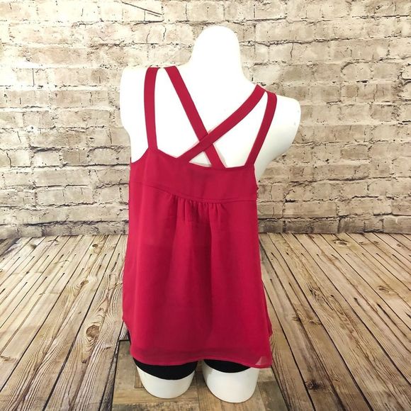 NWOT pink chiffon dressy tank top small - Picture 4 of 8